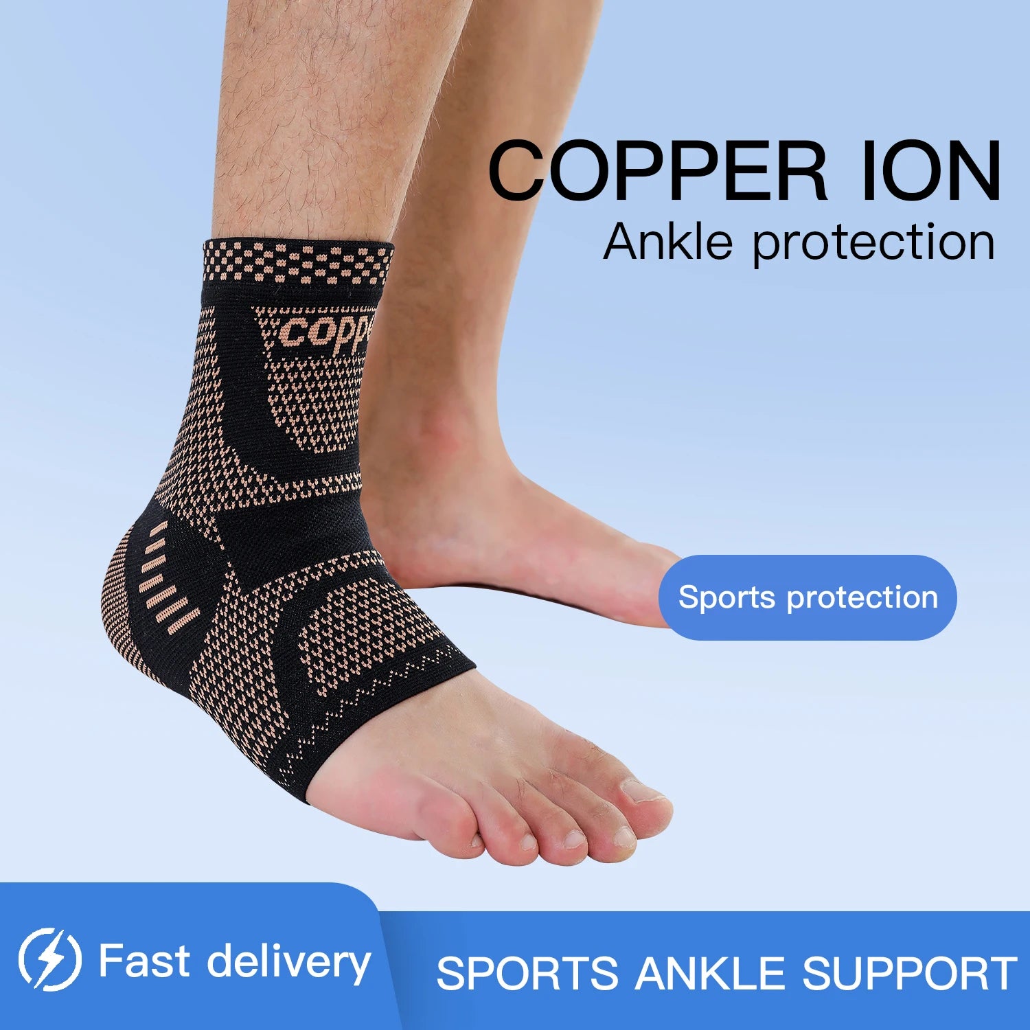 1 PC Men's Women's Outdoor Sports Knitting Elastic Copper Ankle