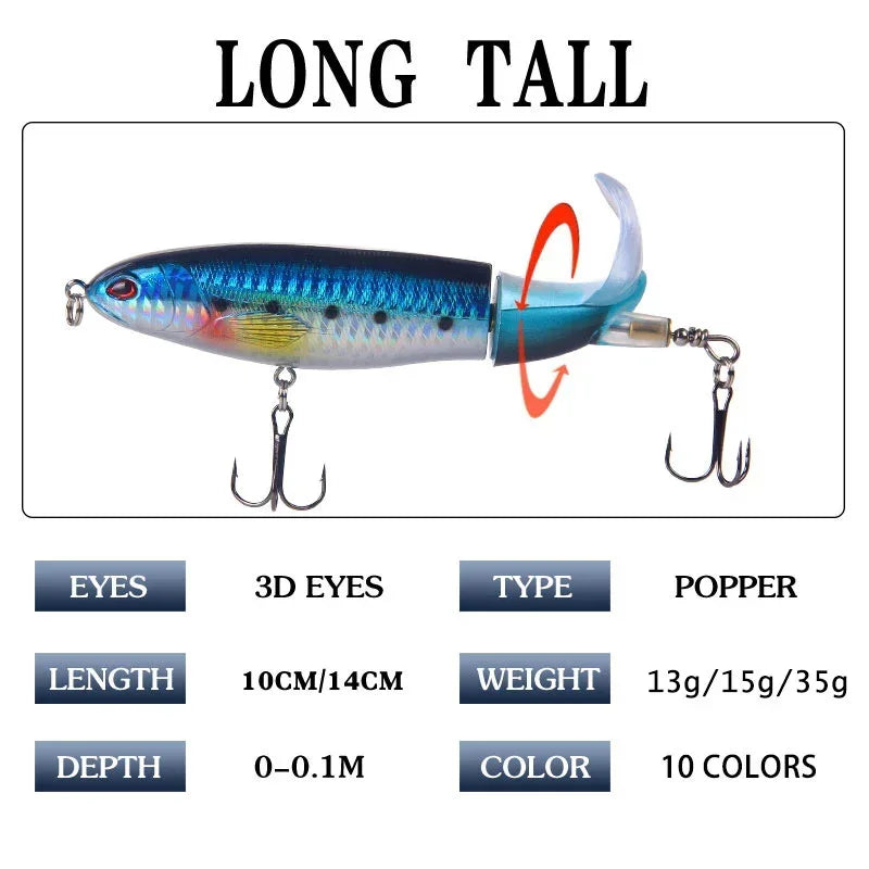 1 Pcs 10cm/14cm Topwater Fishing Lure Whopper Popper Artificial Bait