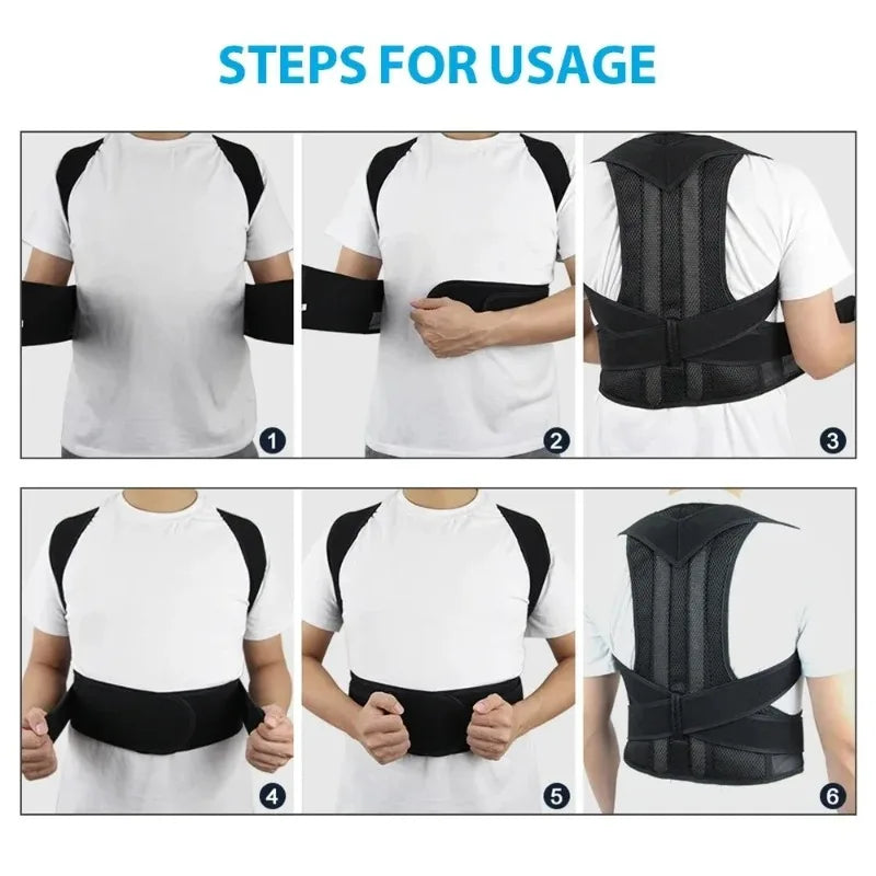 1 Reinforced Belt Lumbar Column Posture Corrector Vest Adjustable Back