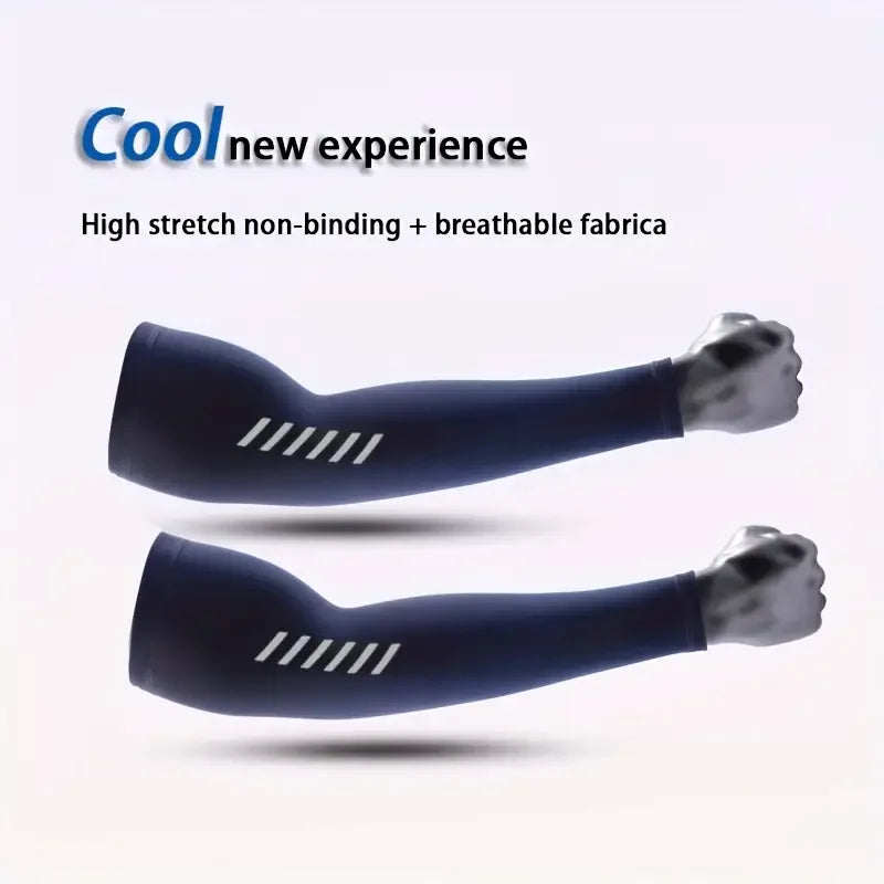 1 Pair Men's Lightweight Breathable Cooling Sports Sleeves Ice Silk