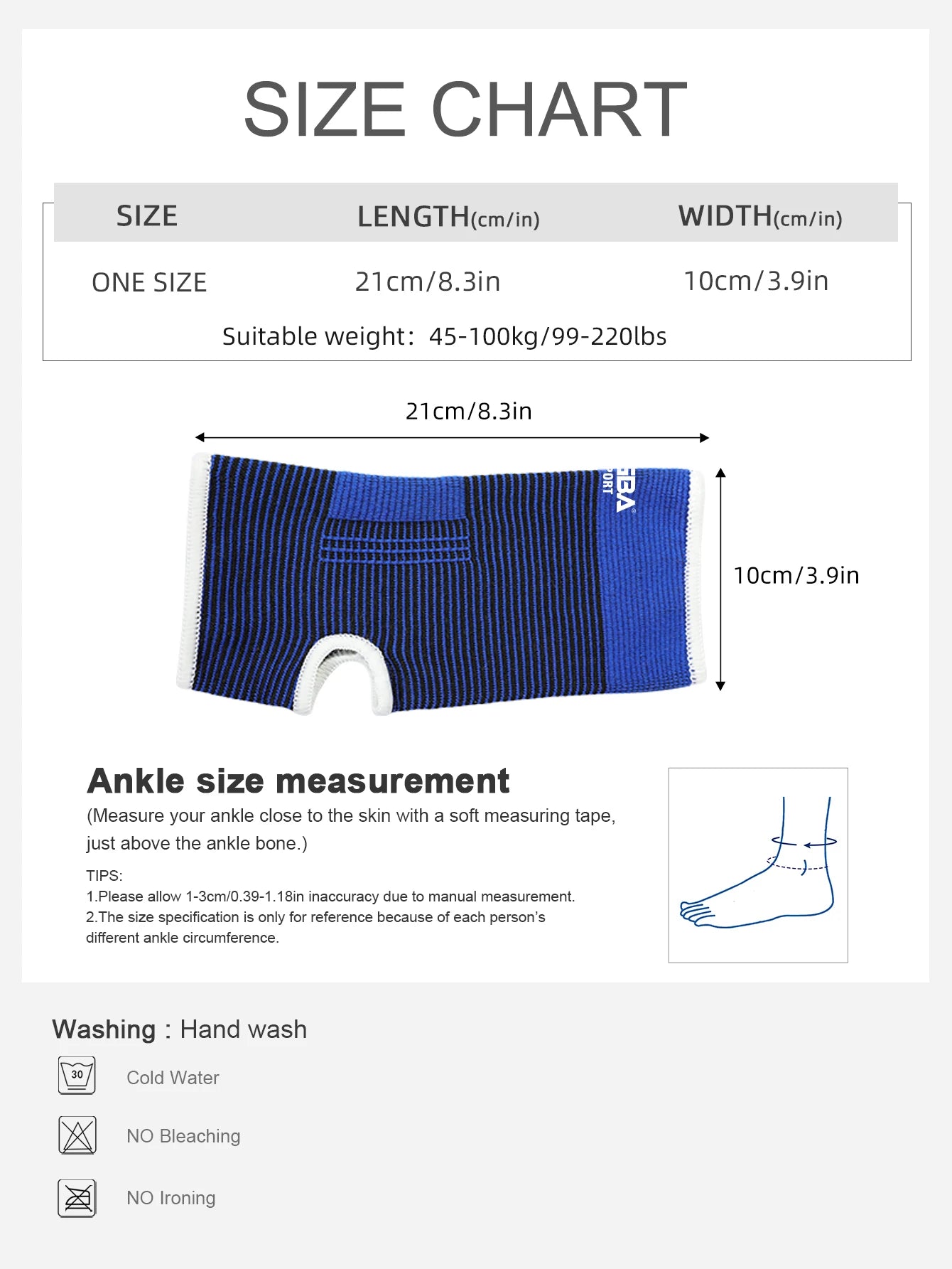 1 Pair One Size Elastic Breathable Ankle Support Sleves for Running