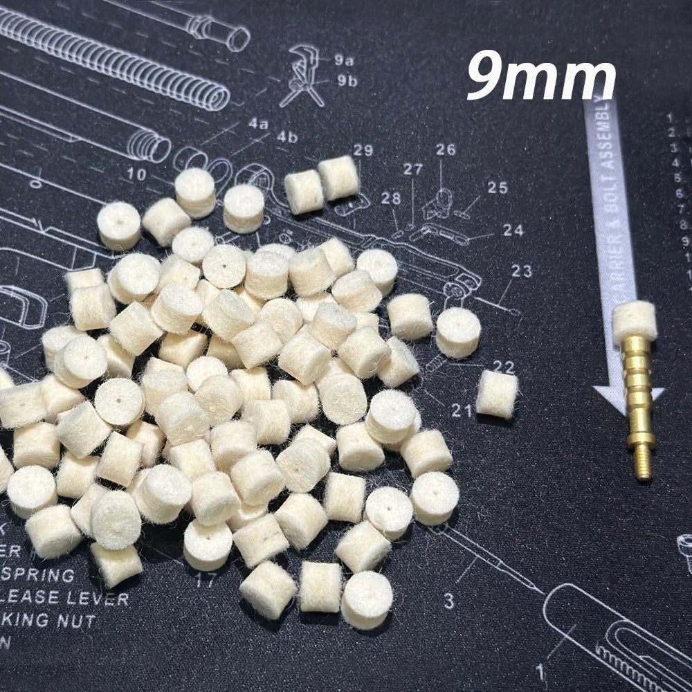 .22cal .30cal 9mm 100pcs Wool Felt Polishing Pad Mop With Hole Spear
