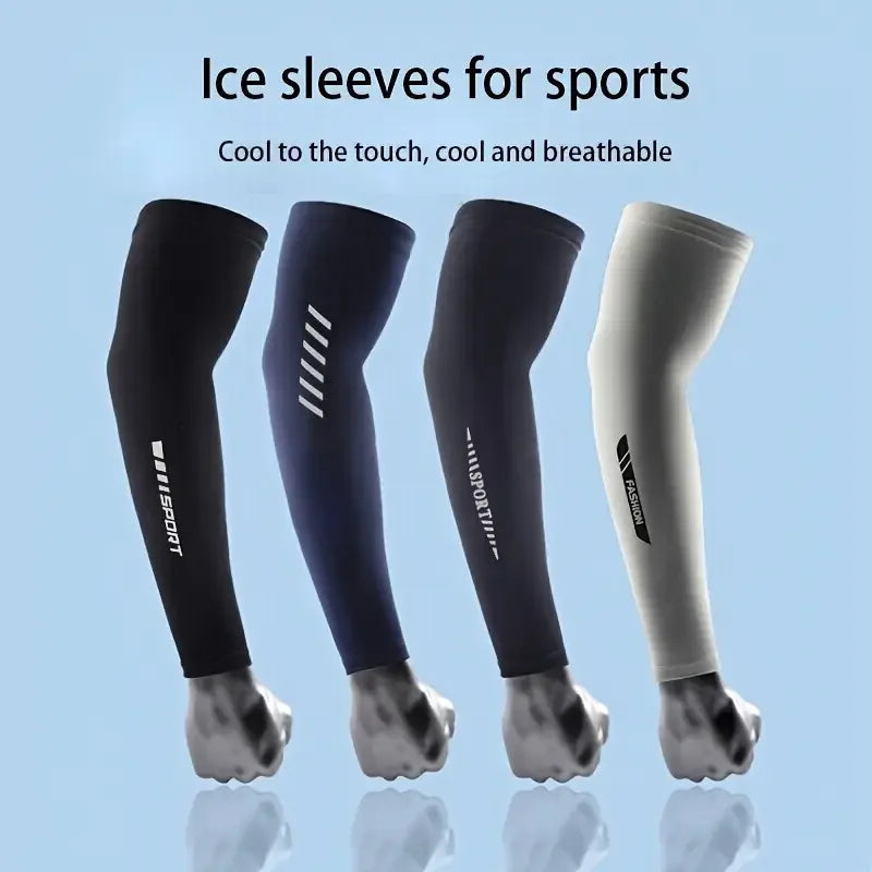 1 Pair Men's Lightweight Breathable Cooling Sports Sleeves Ice Silk