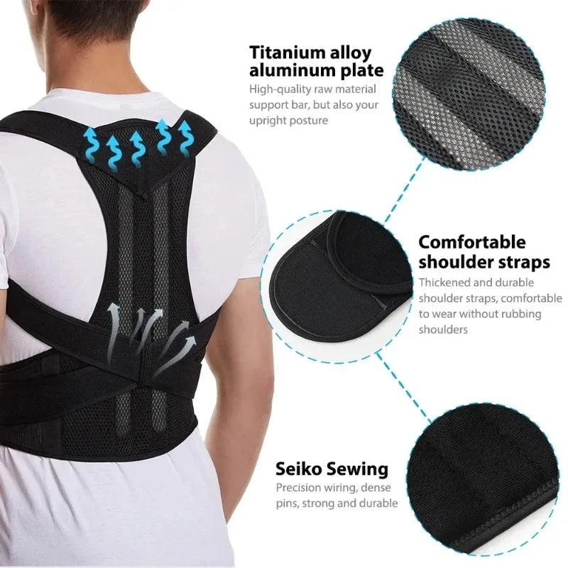 1 Reinforced Belt Lumbar Column Posture Corrector Vest Adjustable Back