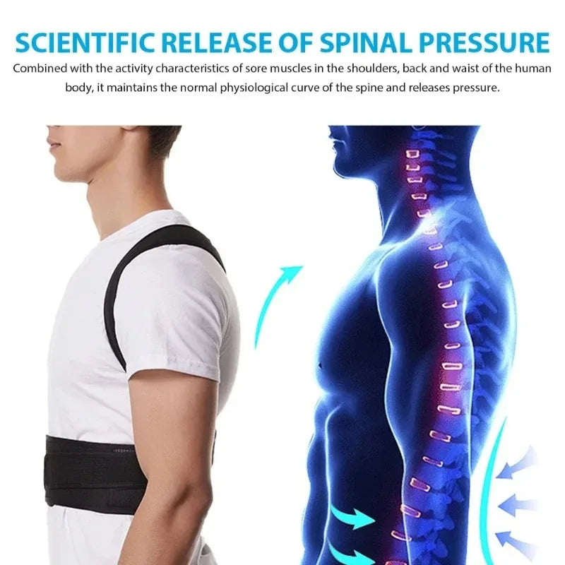1 Reinforced Belt Lumbar Column Posture Corrector Vest Adjustable Back