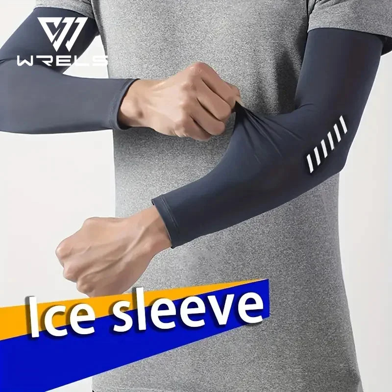 1 Pair Men's Lightweight Breathable Cooling Sports Sleeves Ice Silk