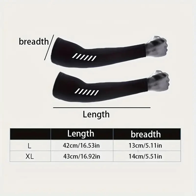 1 Pair Men's Lightweight Breathable Cooling Sports Sleeves Ice Silk