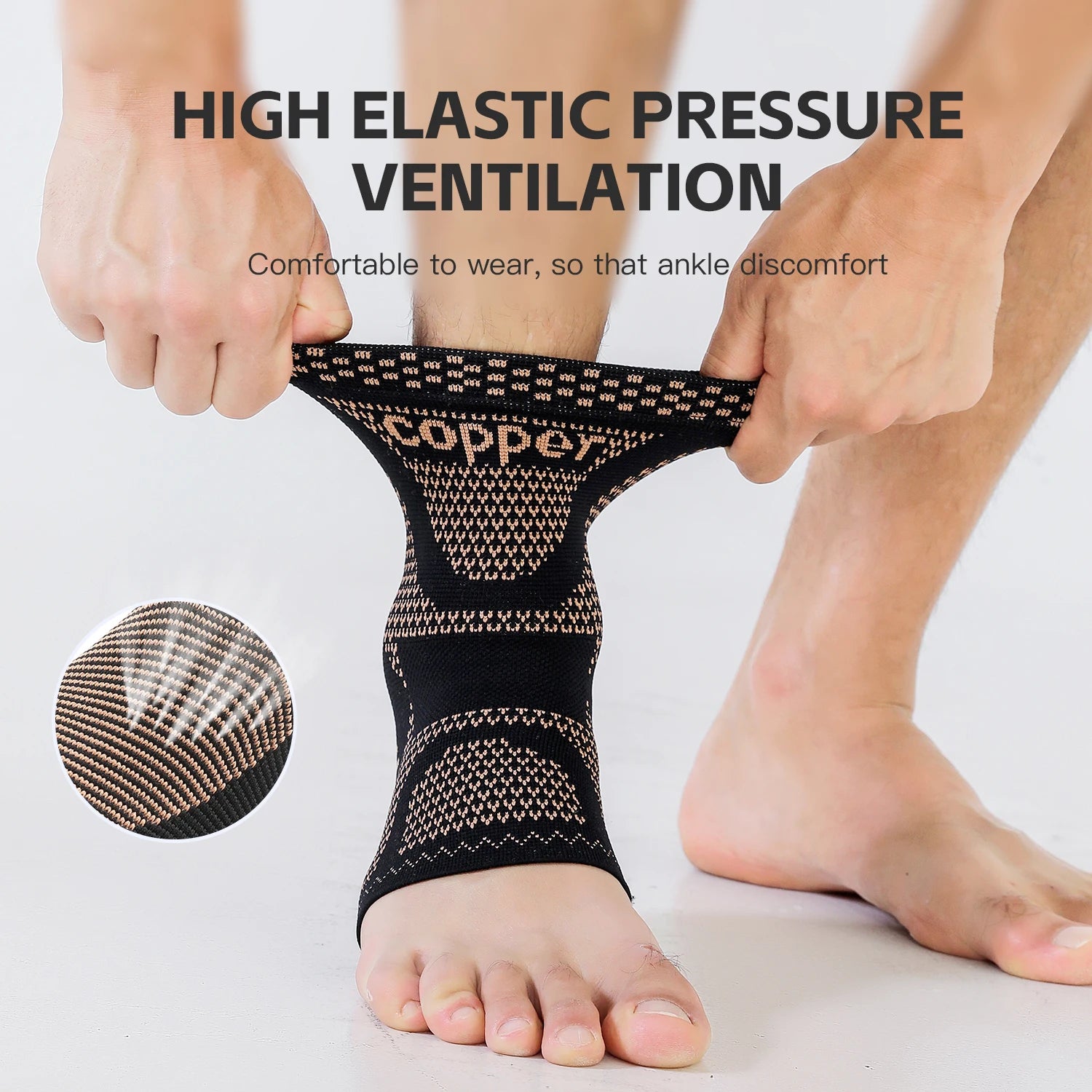 1 PC Men's Women's Outdoor Sports Knitting Elastic Copper Ankle